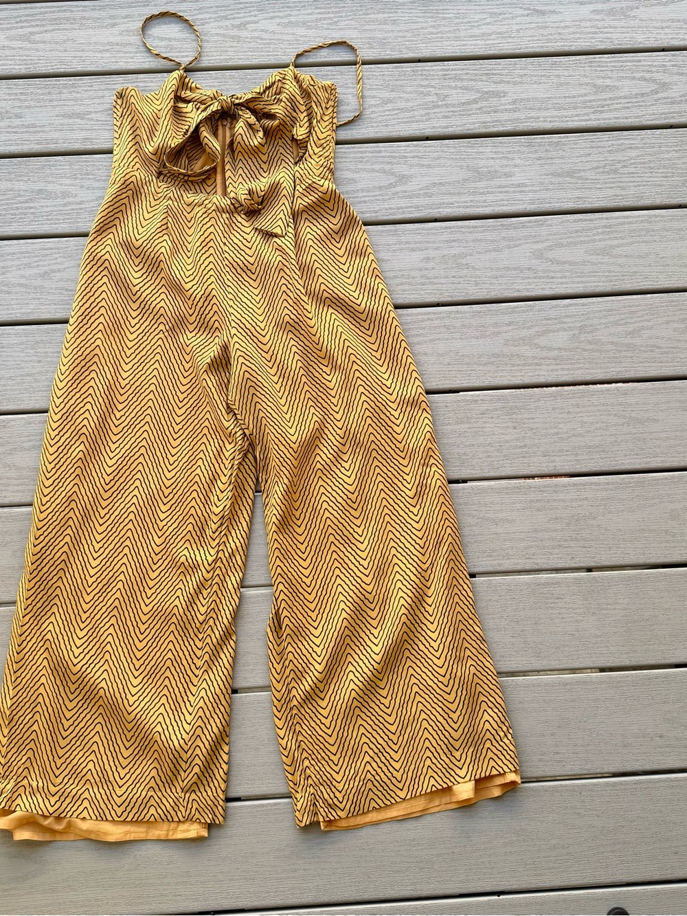 Bardot Wide Leg Jumpsuit Women’s US 6 Mustard Yellow Tie Front